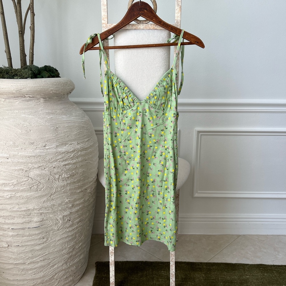 Green Floral Mini Dress